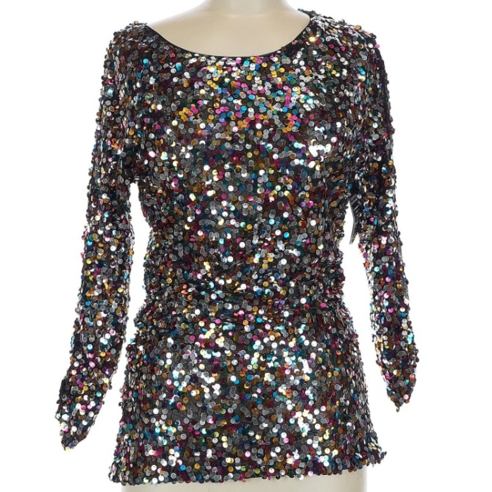 Boston Proper Sequin Long Sleeve Top